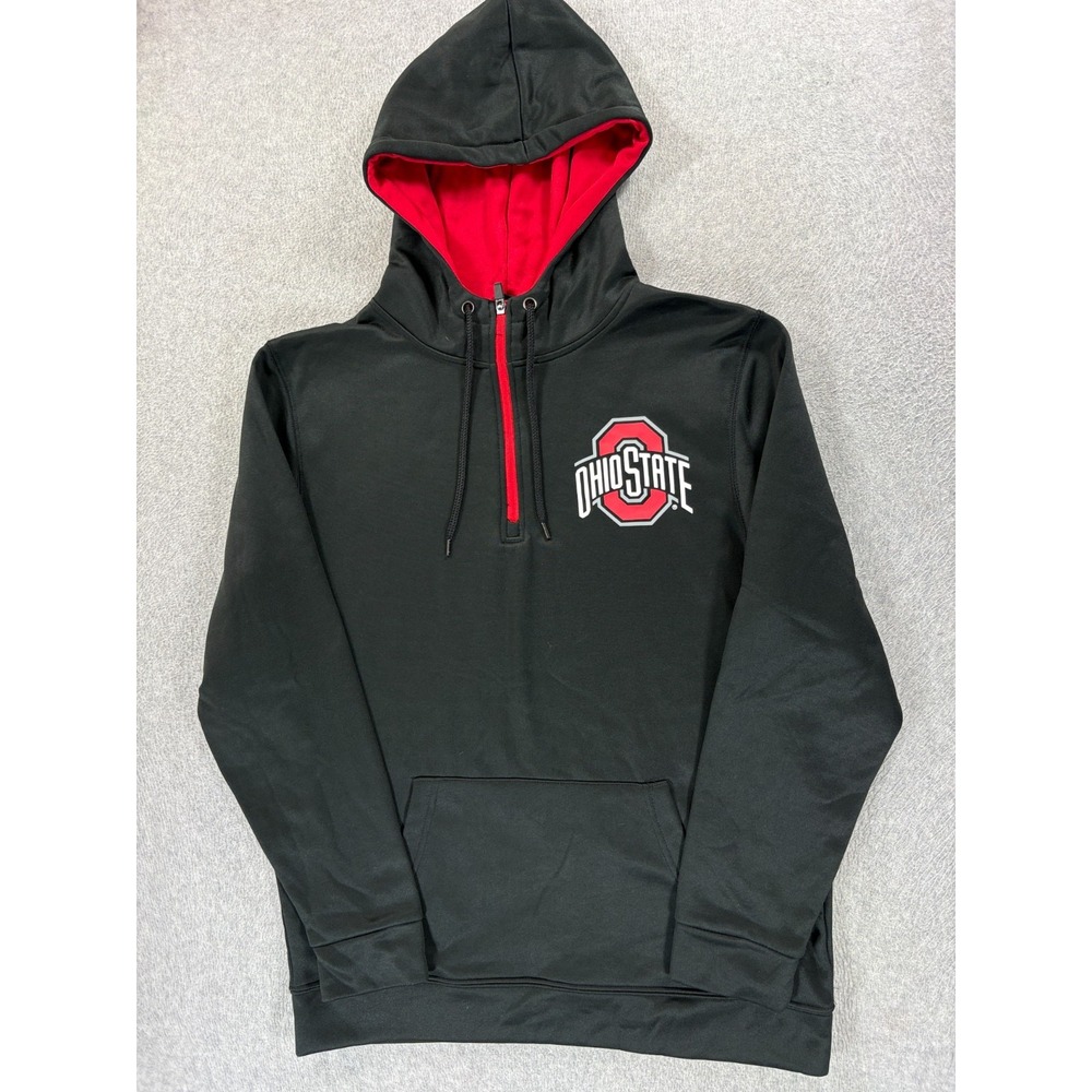 Ohio State Buckeyes Screened Logo 1/4 Zip Campus Pullover (Men's Large) Black